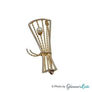 Vintage EKELUND 1/20 12K GF Abstract Bouquet Brooch – Faux Pearl, 1950s